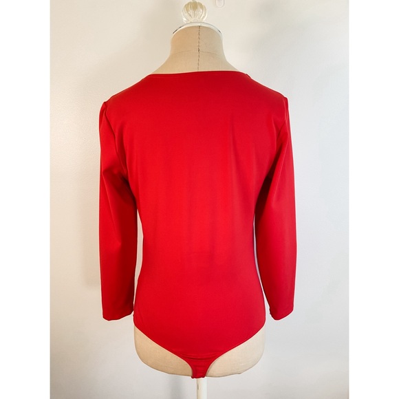 Free People Intimately Truth or Square Longsleeve Square Neck Red Bodysuit - Picture 11 of 16